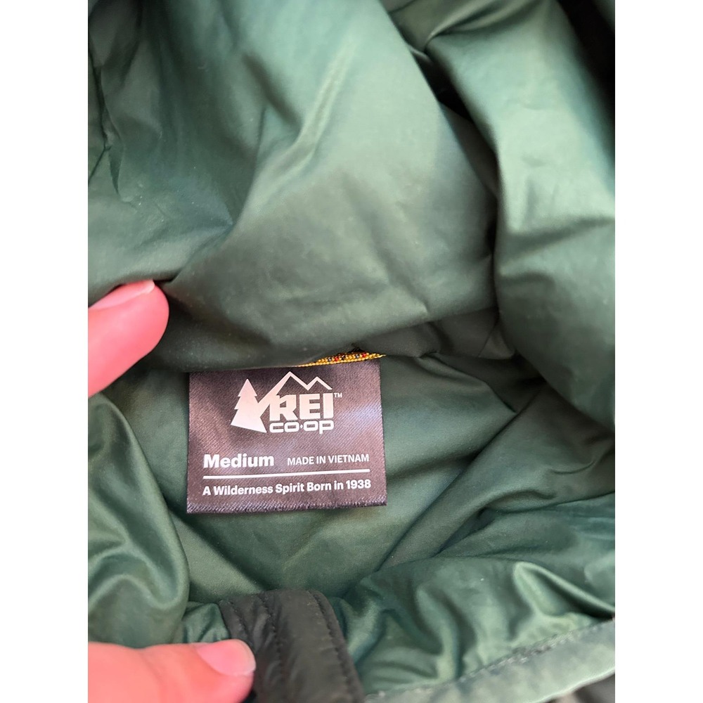 REI Co-op Hooded Puffer Jacket Mens‎ Medium Green Excellent Insulated Hiking - Picture 9 of 15